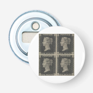 Vintage Penny Black Frimärkesmärke Flasköppnare
