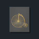 Vintage Penny Farthing Bike Black Guld Glitter Canvastryck<br><div class="desc">Den här snyggten har en gammaldags vintage- och småbarnscykel i Faux guld glitter på en grått med kol.</div>