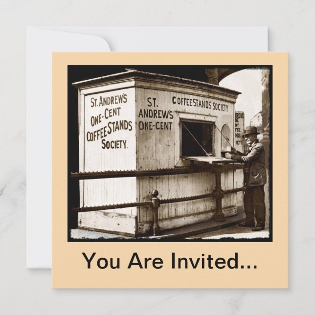 Vintage Penny Kopp i kaffe Inbjudningar (Framsida)