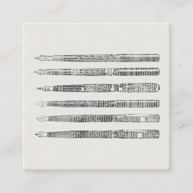 Vintage Pens Newspaper Art Illustration Tilläggskort (Framsida)