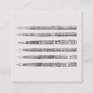 Vintage Pens Newspaper Art Illustration Tilläggskort