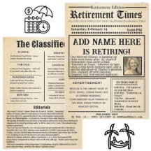 Vintage “Pensionstid” Tidningsinbjudan