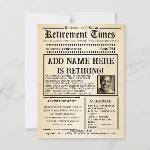 Vintage ”Pensionstid” Tidningsinbjudan Vykort