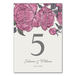 Vintage Peonies Bordsnummer Card
