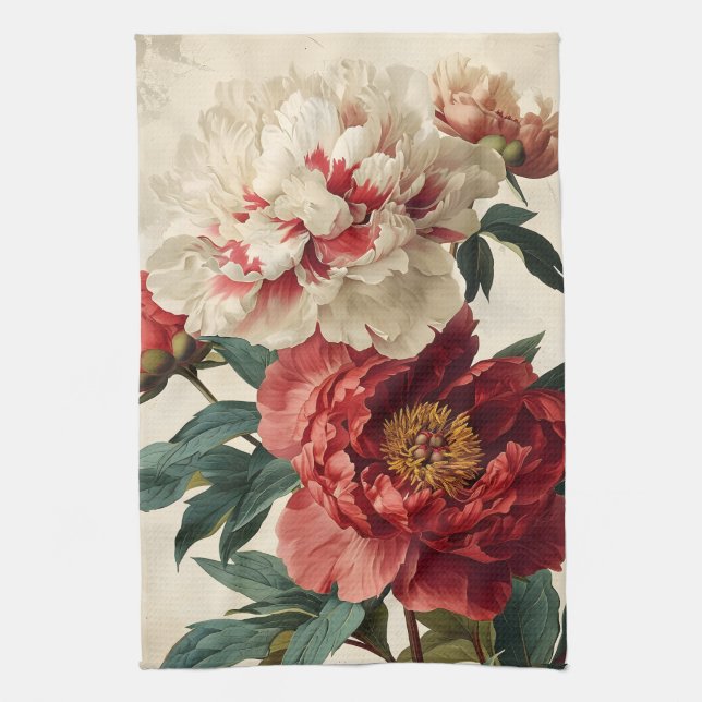 Vintage Peonies Kökshandduk (Vertikal)