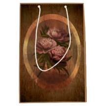 Vintage Peonies Mellanstor Presentpåse