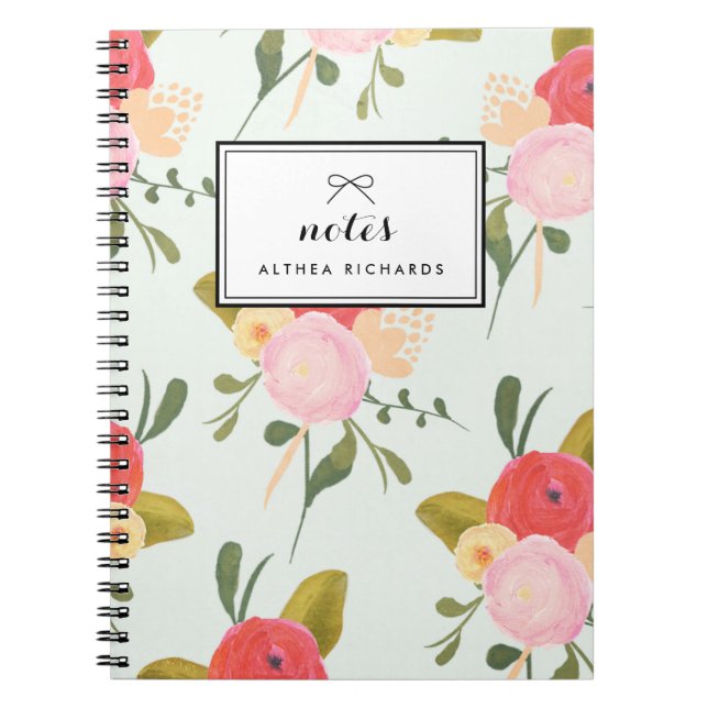 Vintage Peonies Mönster Personlig bärbar dator Anteckningsbok (Framsidan)