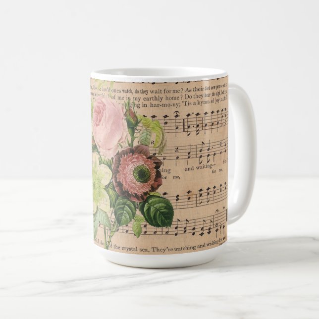 Vintage Peonies & Notblad Kaffemugg (Framsida höger)