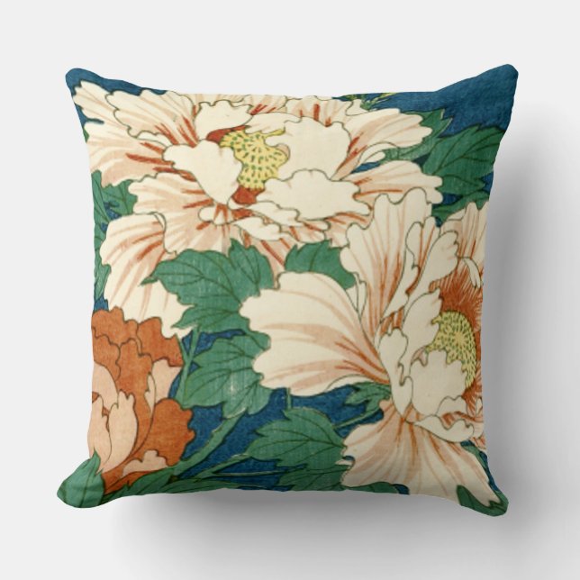 Vintage Peonies on Blue Kudde (Framsida)