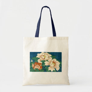 Vintage Peonies on Blue Tygkasse