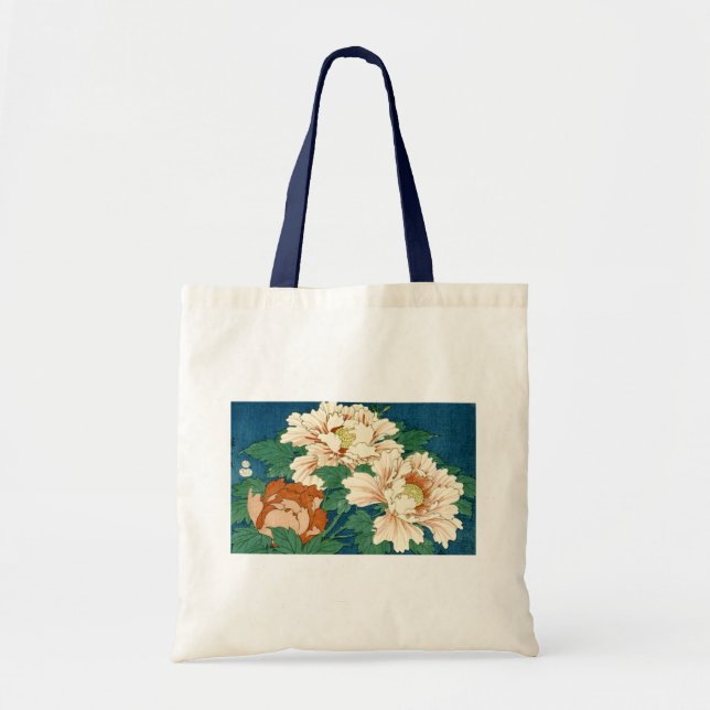 Vintage Peonies on Blue Tygkasse (Framsidan)