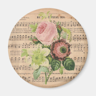 Vintage Peonies on Lakan Music Magnet