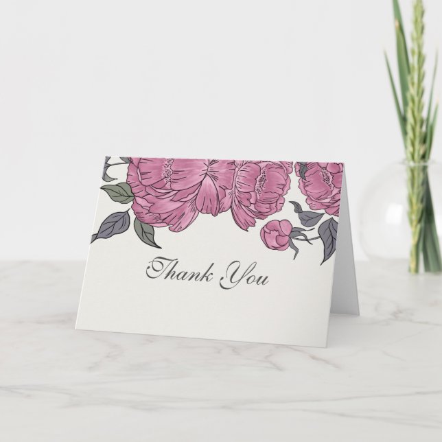 Vintage Peonies tackkort Kort (Framsida)
