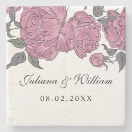 Vintage Peonies Underläggs Stenunderlägg