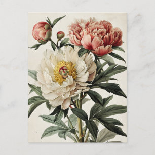 Vintage Peonies Vykort