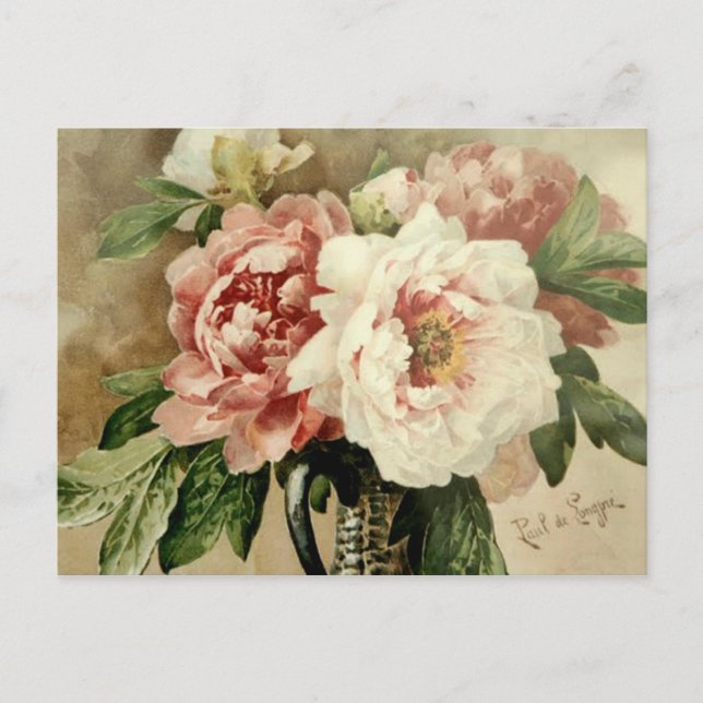 Vintage Peonies Vykort (Framsida)
