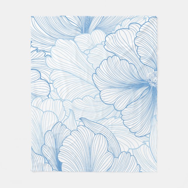 Vintage Peony: Blommigt Seamless Mönster Fleecefilt (Framsidan)