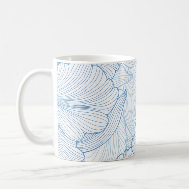Vintage Peony: Blommigt Seamless Mönster Kaffemugg (Vänster)
