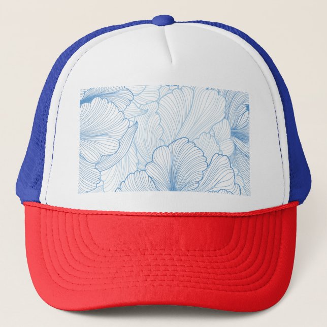 Vintage Peony: Blommigt Seamless Mönster Keps (Framsida)