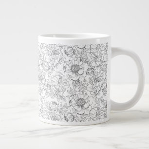 Vintage Peony Blommönster Jumbo Mugg