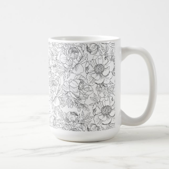 Vintage Peony Blommönster Kaffemugg (Höger)