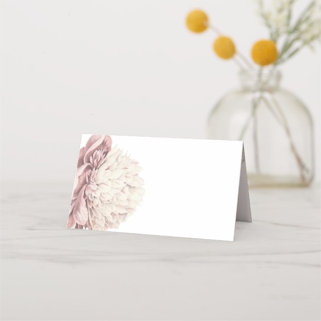 Vintage Peony Botanical Bröllop-platskort Placeringskort (Framsida)