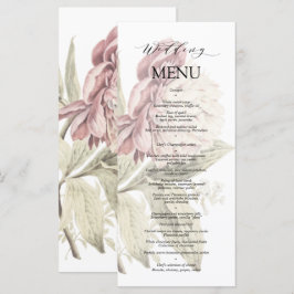 Vintage Peony Botanical Fine Art Bröllop Meny