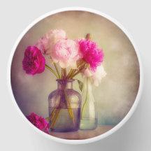 Vintage Peony Bouquet i Glass Vas