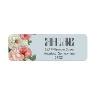 Vintage Peony Bröllop par Blue Address Label Returadress Etikett