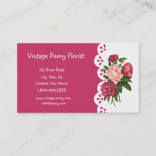 Vintage Peony Florist Shop Flower Visitkort