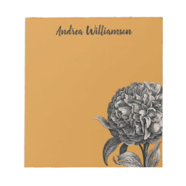 Vintage Peony Flower Illustration on Butterscotch Anteckningsblock