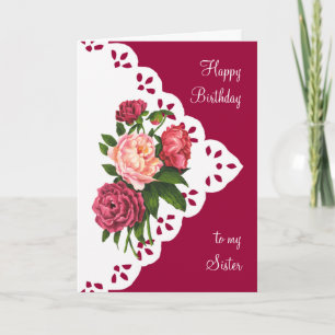 Vintage Peony Flower Sister Scripture Verse Kort