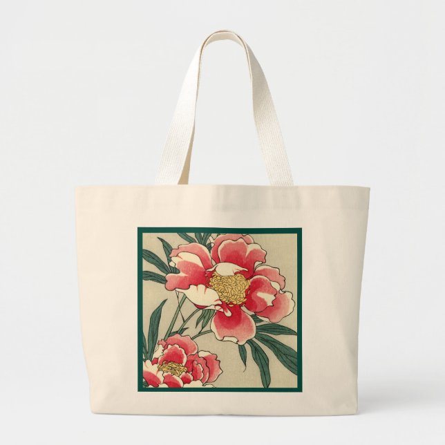 Vintage Peony Flowers Jumbo Tygkasse (Framsidan)
