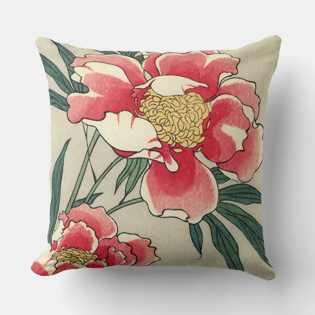 Vintage Peony Flowers Kudde (Framsida)