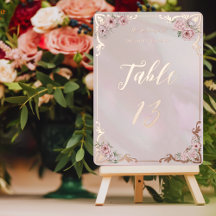 Vintage  Peony Foil Bordsnummer Card