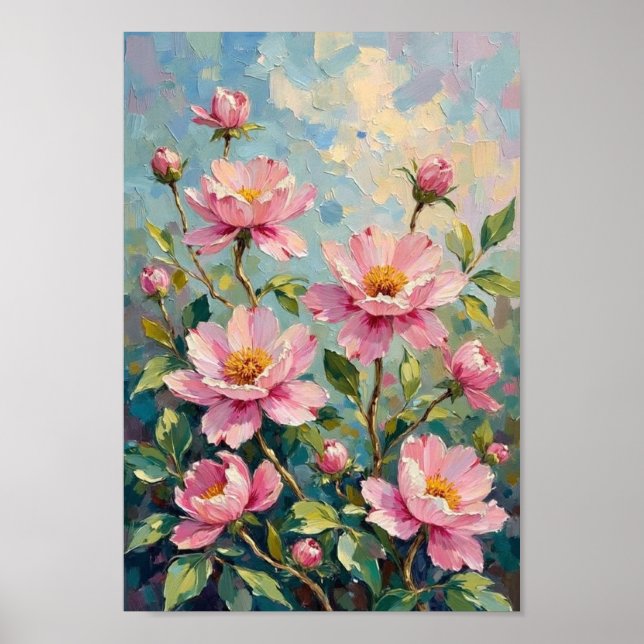 Vintage Peony Garden Floral Art Poster (Framsidan)