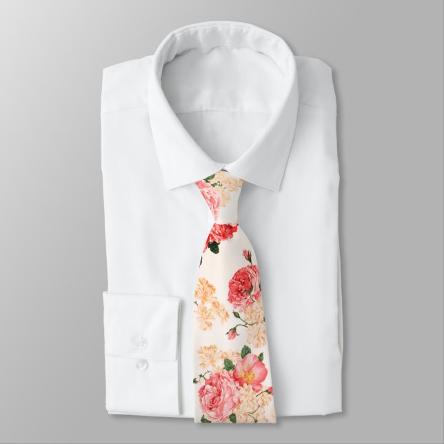 Vintage Peony & Ro Blommigt - Neck Tie Slips (Bunden)