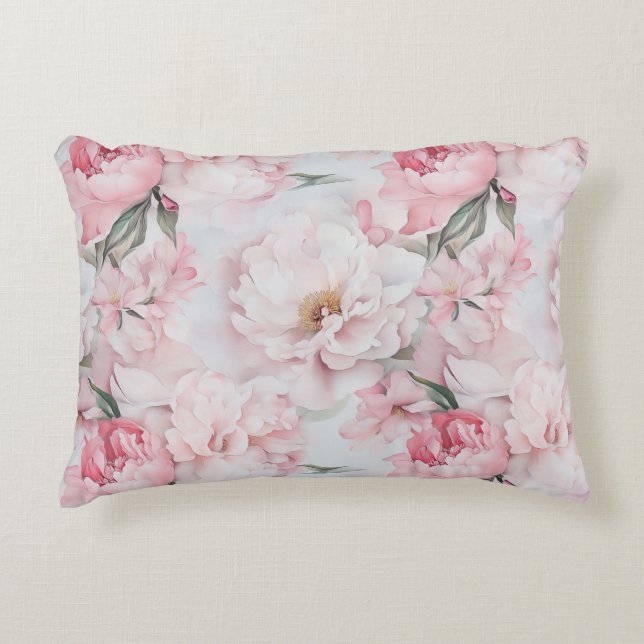 Vintage Peony Trädgård Mjuk Rodnad  Prydnadskudde (Framsidan)