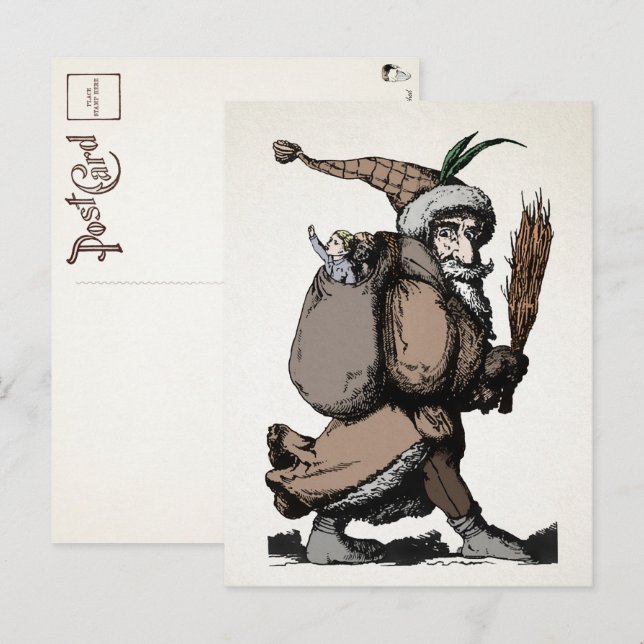 Vintage Pere Fouettard vykort (Fram/baksida)