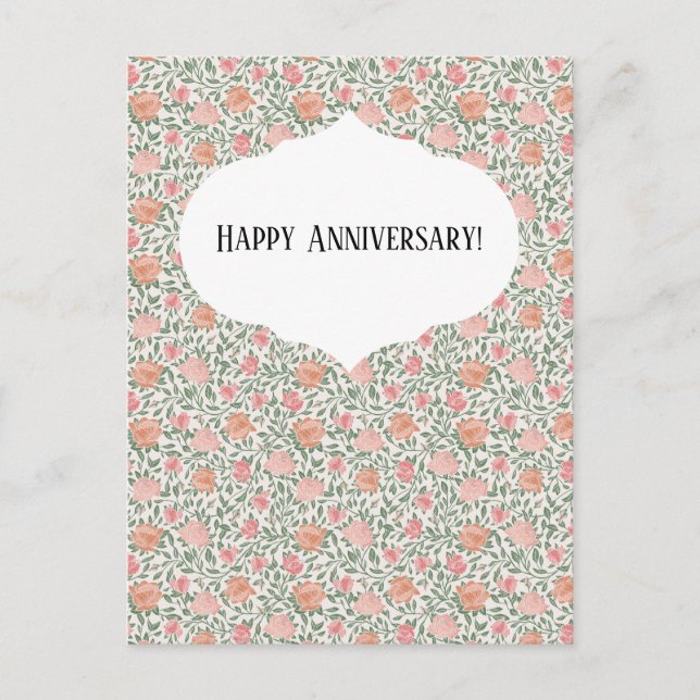 Vintage Perfekta Rosa & Persikorosor Vykort (Framsida)