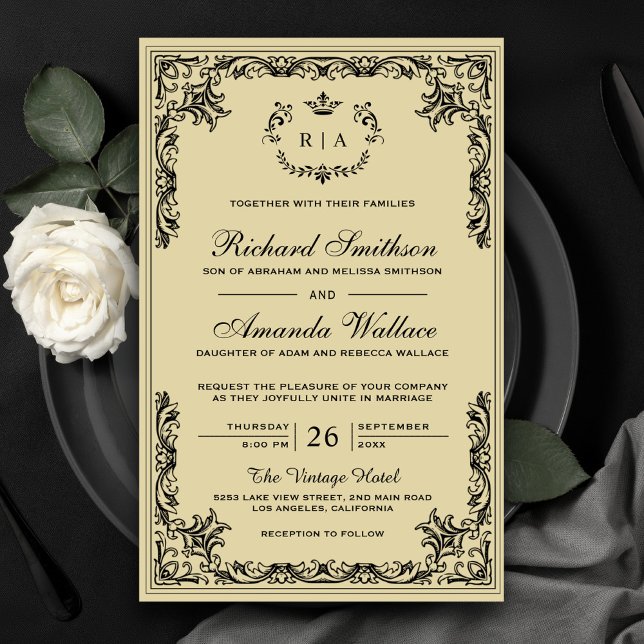 Vintage Pergament Invitation med utsmyckad Budget  (Skapare uppladdad)