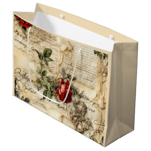 Vintage Pergament Kärleksbrev med Blommor