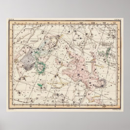 Vintage Perseus and Andromeda Constellations Map  Poster