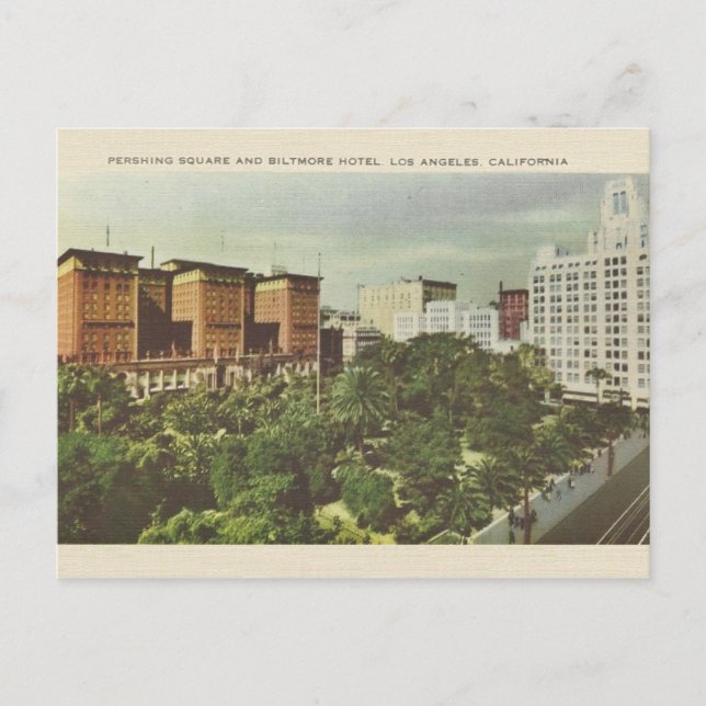 Vintage Pershing Square Los Angeles Postcard Vykort (Framsida)
