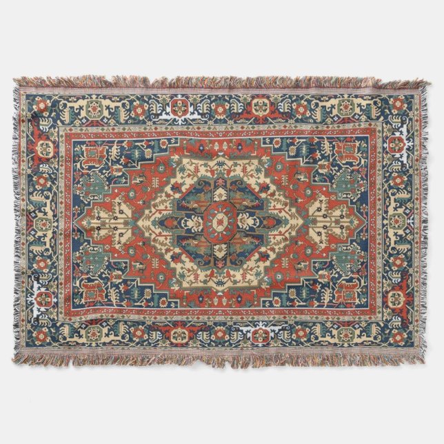 Vintage Persian Stil Ornamental Mandala Mönster Filt (Framsidan)