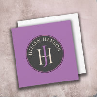 Vintage Personal Monogram Namn Logotyp Blek Lila