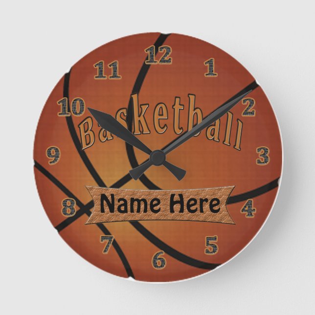 Vintage Personlig Basketball Clocks Rund Klocka (Framsida)
