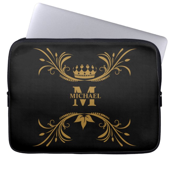 Vintage Personlig Monogram och Namn Laptop Fodral (Framsidan)