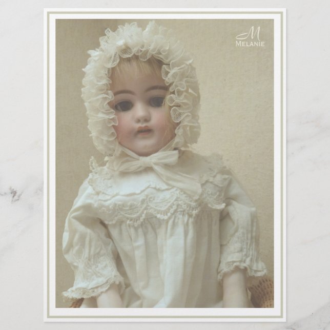 Vintage Personlig Victorian Antique Girl Doll Brevhuvud (Framsida)