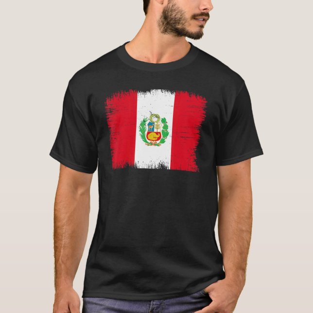 Vintage Peru Flag Peruvian Independence Day T Shirt (Framsida)